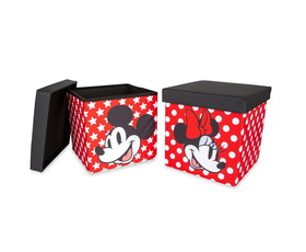 Robe Factory RBF-16813-C Disney Mickey & Minnie 15-Inch Storage Bin Cube Organizers with Lids | Set of 2