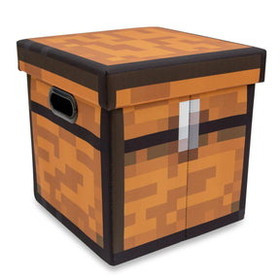 Robe Factory RBF-17648-C Minecraft Brown Chest Fabric Storage Bin Cube Organizer with Lid | 13 Inches
