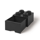 Room Copenhagen RMC-40051733-C Lego Brick Drawer, 4 Knobs, 1 Drawer, Stackable Storage Box, Black