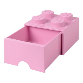 Room Copenhagen LEGO Brick Drawer, 4 Knobs, 1 Drawer, Stackable Storage Box, Light Pink