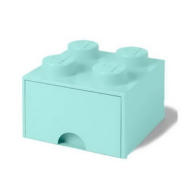 Room Copenhagen LEGO Brick Drawer, 4 Knobs, 1 Drawer, Stackable Storage Box, Mint Green