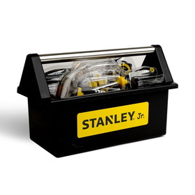 Red Tool Box RTB-TBS005-06-SY-C Stanley Jr. 5 Piece Tool Set & Open Toolbox | Real Tools for Kids