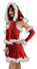 Rubies RUB-8761-C Santa'S Baby Sexy Christmas Hooded Red & White Adult Costume Scarf