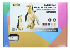 Shantou South Toys Factory SIL-SA059535-C 3D Wooden Painting Puzzle, Penguin