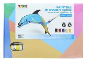 Shantou South Toys Factory SIL-SA059536-C 3D Wooden Painting Puzzle, Dolphin