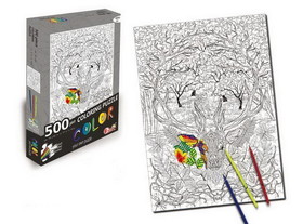 Deer 500 Piece Coloring Jigsaw Puzzle + 6 Markers