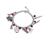 SalesOne SOI-HMF13NESCHMBR1-C Freddy Vs. Jason 15Mm Enamel Charm Silver Finish Chain Bracelet Novelty Jewelry