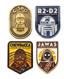 SalesOne SOI-SWPIN4SET01-C Star Wars Enamel Pins | R2D2 | C3PO | Jawa | Chewbacca
