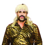 Seeing Red SRD-10195-C King Of Tigers Cosplay Wig, Blonde Mullet Wig And False Mustache Costume Set