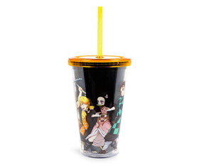 Surreal Entertainment SRE-CC-DS-GRPO-C Demon Slayer Acrylic Carnival Cup with Lid and Straw | Holds 16 Ounces
