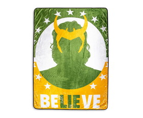 Surreal Entertainment SRE-CFB-LKI-BLIE-C Marvel Studios Loki "Believe" Fleece Throw Blanket | 45 x 60 Inches