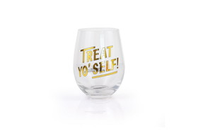 Surreal Entertainment Parks and Recreation Treat Yo Self Stemless Wine Glass - Gold