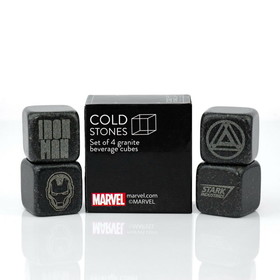 Surreal Entertainment SRE-MRVLCUBE-C Marvel Iron Man Cold Stones, Set of 4 Granite Beverage Cubes
