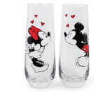 Silver Buffalo SVB-DL1421GK-C Mickey and Minnie Kiss Hearts Stemless Fluted Glassware Exclusive, Set of 2