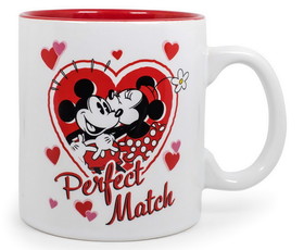 Silver Buffalo SVB-DL151934-C Mickey and Minnie Mouse "Perfect Match" Ceramic Coffee Mug, Holds 20 Ounces