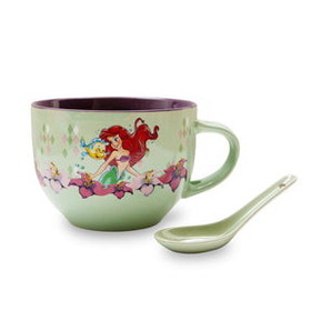 Silver Buffalo SVB-DP126236B-C Disney The Little Mermaid Ariel Ceramic Soup Mug With Spoon | Holds 24 Ounces
