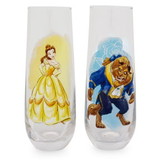 Silver Buffalo SVB-DP1643GK-C Disney Beauty and the Beast 9-Ounce Stemless Fluted Glassware | Set of 2
