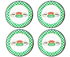 Silver Buffalo SVB-FRD32472-C Friends Central Perk Checkerboard Logo 10-Inch Melamine Dinner Plates | Set of 4