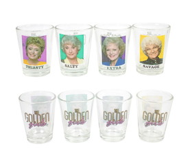Silver Buffalo SVB-GOL50164-C The Golden Girls "Thirsty Salty Extra Savage" 1.5-Ounce Mini Glasses | Set Of 4