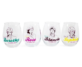 Silver Buffalo SVB-GOL5026M-C The Golden Girls Stemless Wine Glass Collectible Set of 4, Each Holds 20 Ounces