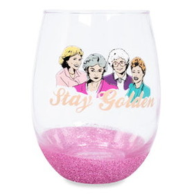 Silver Buffalo SVB-GOL609GAB-C The Golden Girls "Stay Golden" Teardrop Stemless Wine Glass | Holds 20 Ounces