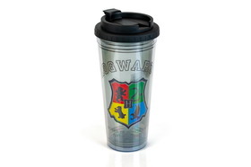 Silver Buffalo SVB-HP14798M-C Harry Potter Hogwarts Crest 24oz Double Walled Plastic Travel Mug