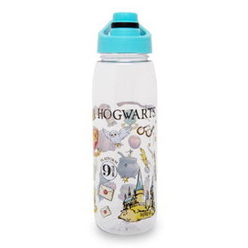Silver Buffalo SVB-HP1541L3-C Harry Potter Hogwarts Destination Plastic Water Bottle With Twist Spout | Holds 28 Ounces