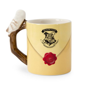 Silver Buffalo SVB-HP2426E5-C Harry Potter Envelope Ceramic Mug With Sculpted Hedwig Handle | Holds 20 Ounces