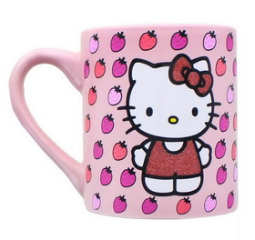 Silver Buffalo SVB-KTY31632G-C Hello Kitty Glitter Strawberry 14Oz Ceramic Mug