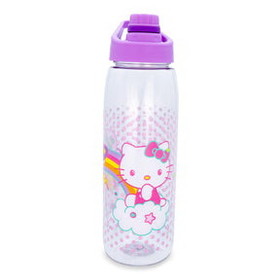 Silver Buffalo SVB-KTY419L3-C Sanrio Hello Kitty and Joey Rainbow Plastic Water Bottle With Screw-Top Lid
