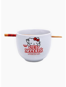 Silver Buffalo SVB-KTY510KD-C Hello Kitty Cup Noodle Japanese Dinnerware Set | 20-Ounce Ramen Bowl, Chopsticks