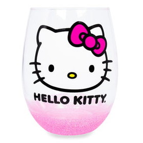 Silver Buffalo SVB-KTY627GAB-C Sanrio Hello Kitty Teardrop Stemless Wine Glass | Holds 20 Ounces