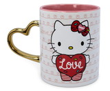 Silver Buffalo SVB-KTY630KVF-C Sanrio Hello Kitty Love Heart-Shaped Handle Ceramic Mug | Holds 14 Ounces