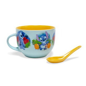 Silver Buffalo SVB-LI122436B-C Disney Lilo & Stitch Ceramic Soup Mug With Spoon | Holds 24 Ounces