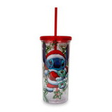 Silver Buffalo SVB-LI13058F-C Disney Lilo & Stitch Santa Outfit Carnival Cup With Lid And Straw | Holds 20 Ounces