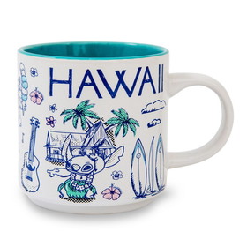 Silver Buffalo SVB-LI1545KE-C Disney Lilo & Stitch Hawaii Allover Icons Ceramic Stacking Mug | Holds 13 Ounces