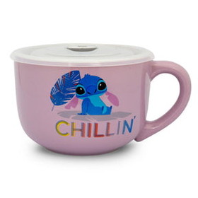 Silver Buffalo SVB-LI1602K4-C Disney Lilo & Stitch "Chillin" Ceramic Soup Mug With Vented Lid | Holds 24 Ounces