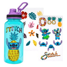 Silver Buffalo SVB-LI1653L5-C Disney Lilo & Stitch Pineapple 32-Ounce Twist Spout Water Bottle And Sticker Set