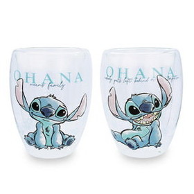 Silver Buffalo SVB-LI1695Q7-C Disney Lilo and Stitch "Ohana Means Family" Floral Stemless Glasses | Set of 2