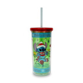 Silver Buffalo SVB-LI26078F-C Disney Lilo & Stitch Holiday Lights Carnival Cup With Lid And Straw | Holds 20 Ounces