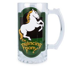 Silver Buffalo SVB-LTR6026T-C The Lord of the Rings Prancing Pony Glass Stein Mug | Holds 16 Ounces