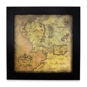 Silver Buffalo SVB-LTR603CN-C The Lord of the Rings Middle-earth Map Hanging Sign Framed Wall Art | 12 Inches