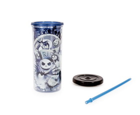 Silver Buffalo SVB-NB11358F-C Disney The Nightmare Before Christmas Carnival Cup w/ Lid and Straw | 20 Ounces