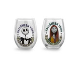 Silver Buffalo SVB-NB1526G1-C Disney The Nightmare Before Christmas 20-Ounce Stemless Wine Glasses | Set of 2