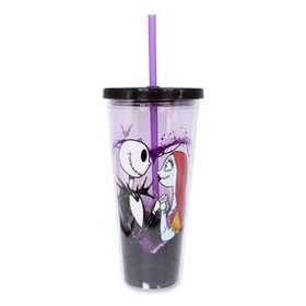 Silver Buffalo SVB-NB1641MD-C Disney The Nightmare Before Christmas Acrylic Carnival Cup with Lid and Straw
