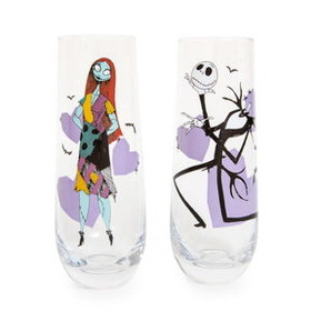 Silver Buffalo SVB-NB1658GK-C Disney The Nightmare Before Christmas Jack and Sally Fluted Glassware | Set of 2