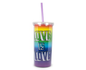 Silver Buffalo SVB-NL14638FG-C Love is Love Rainbow Carnival Cup With Glitter Lid And Straw, Holds 20 Ounces