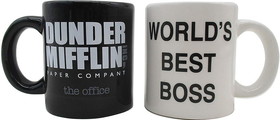 Silver Buffalo SVB-OFC548K2-C The Office Mugs Best Boss Manager Ceramic Salt and Pepper Shaker Set