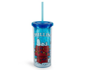Silver Buffalo SVB-PEA4028F-C Peanuts Snoopy Chillin Acrylic Carnival Cup with Lid and Straw | Holds 20 Ounces