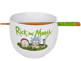 Silver Buffalo SVB-RM1505KD-C Rick and Morty Portal 20 Ounce Ceramic Ramen Bowl with Chopsticks